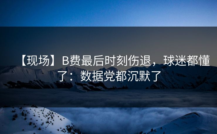 【现场】B费最后时刻伤退，球迷都懂了：数据党都沉默了
